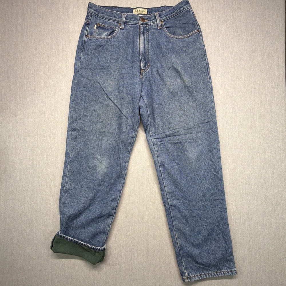 LL Bean Mens Relaxed Fit Fleece Lined Jeans 162344 32x34 (Fits 32x31)Medium Wash